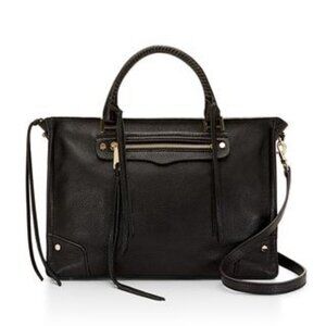 Rebecca Minkoff HS161PBS31 Regan Leather Satchel in Black W/ Gold Hardware NWT
